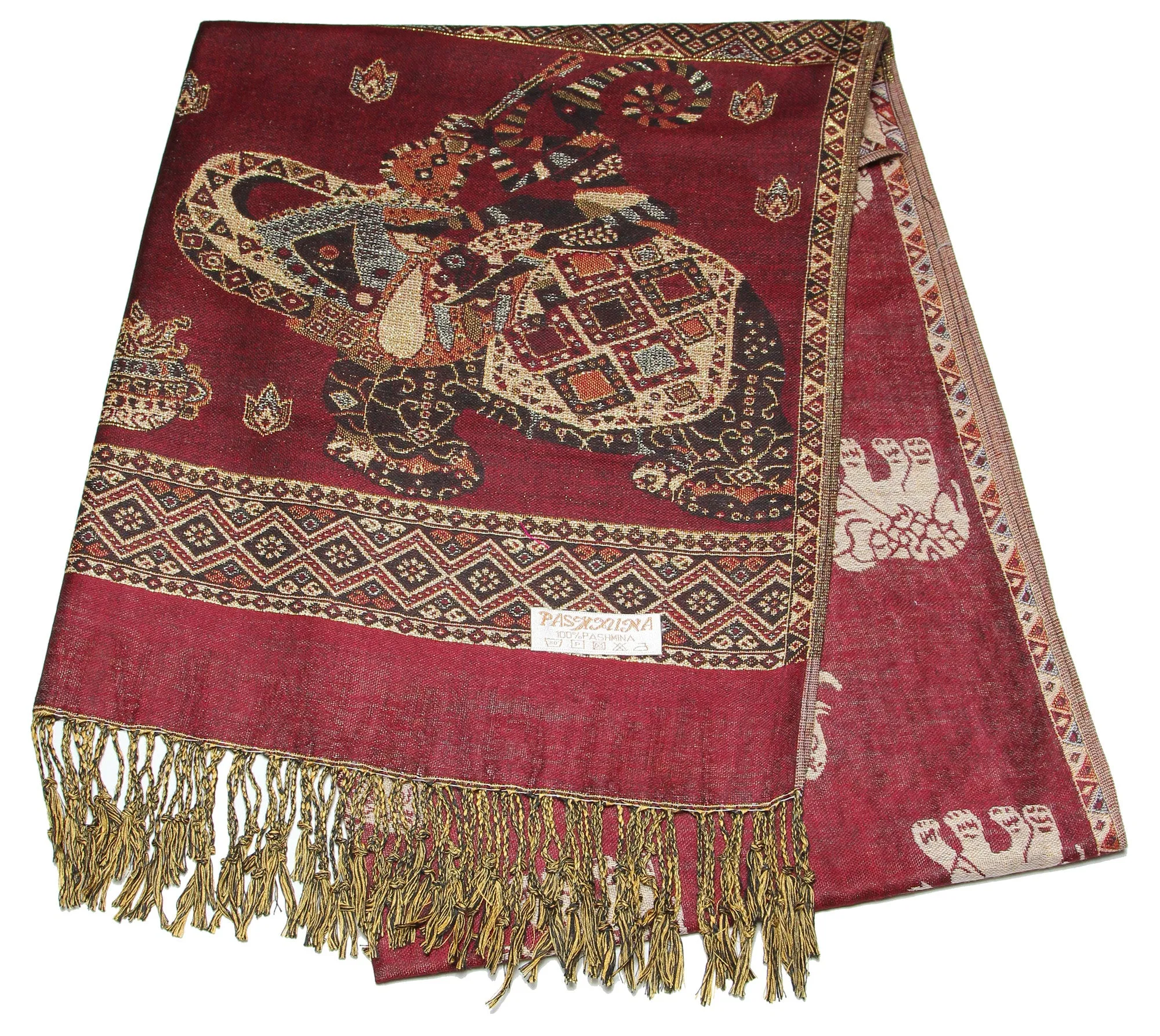 Nepal Hand Made Pashmina Shawl Scarf Maroon