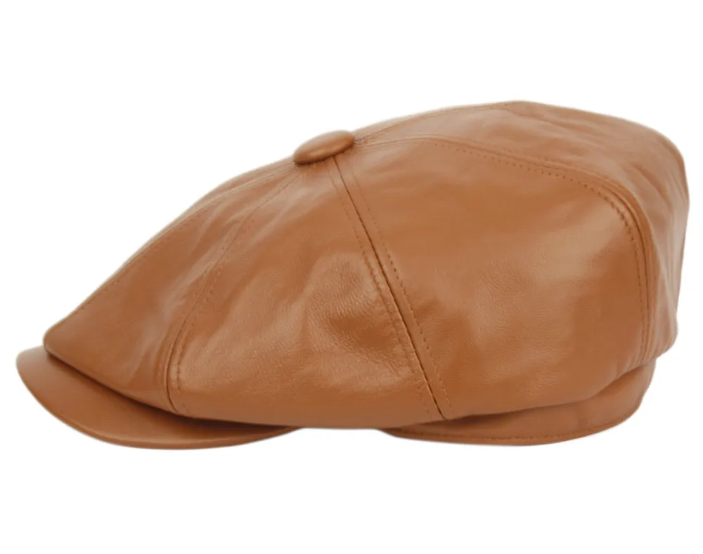 Ness | Leather Newsboy Cap