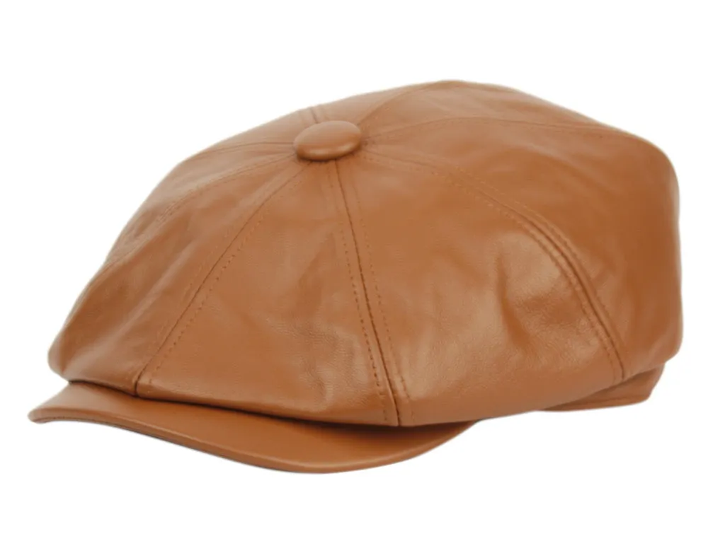 Ness | Leather Newsboy Cap