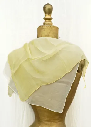 Ombre Primrose Yellow and White Square Silk Scarf