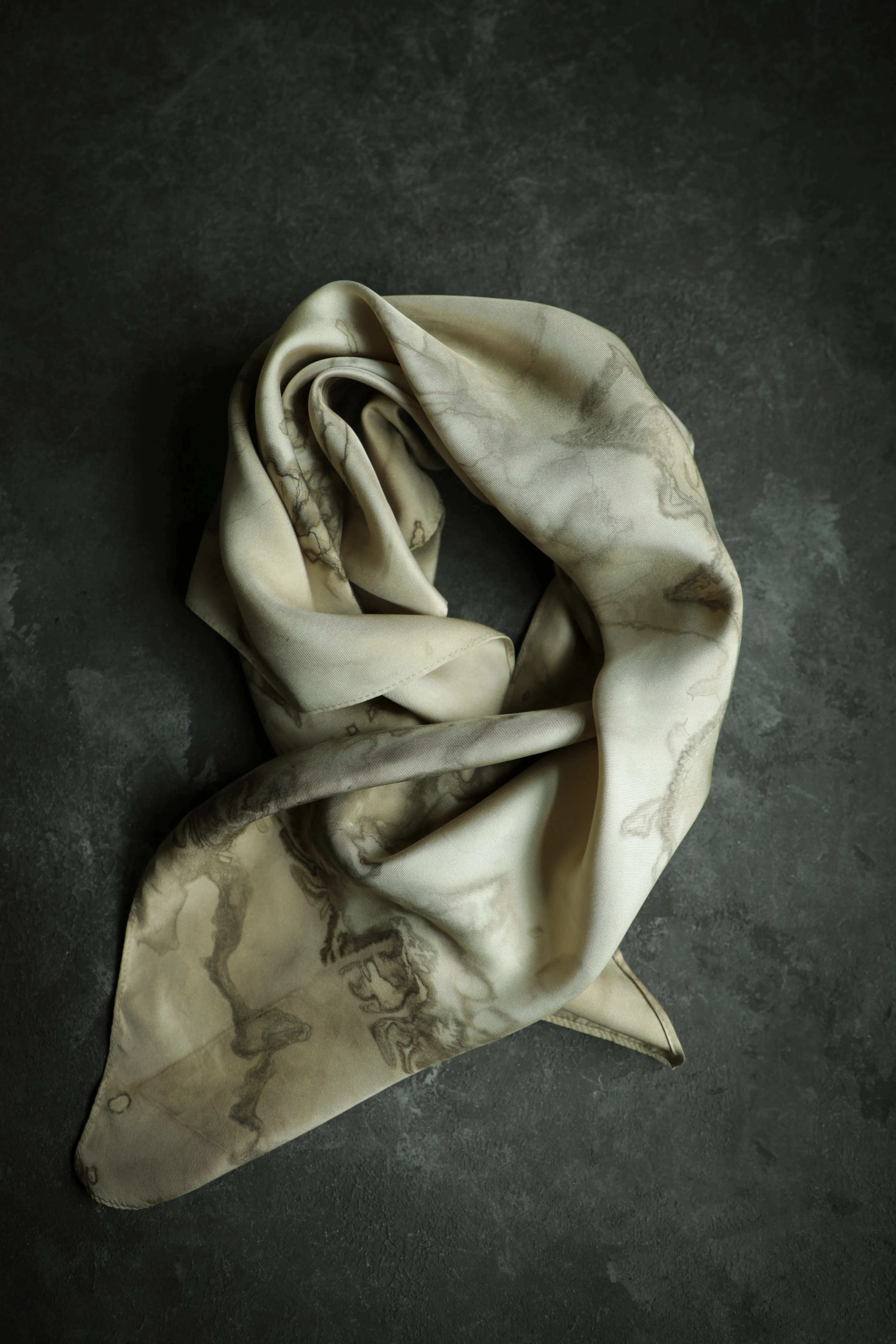 Original Eco-dyed Woodgrain Walnut  | 26 x 26" 100% Silk Twill Scarf