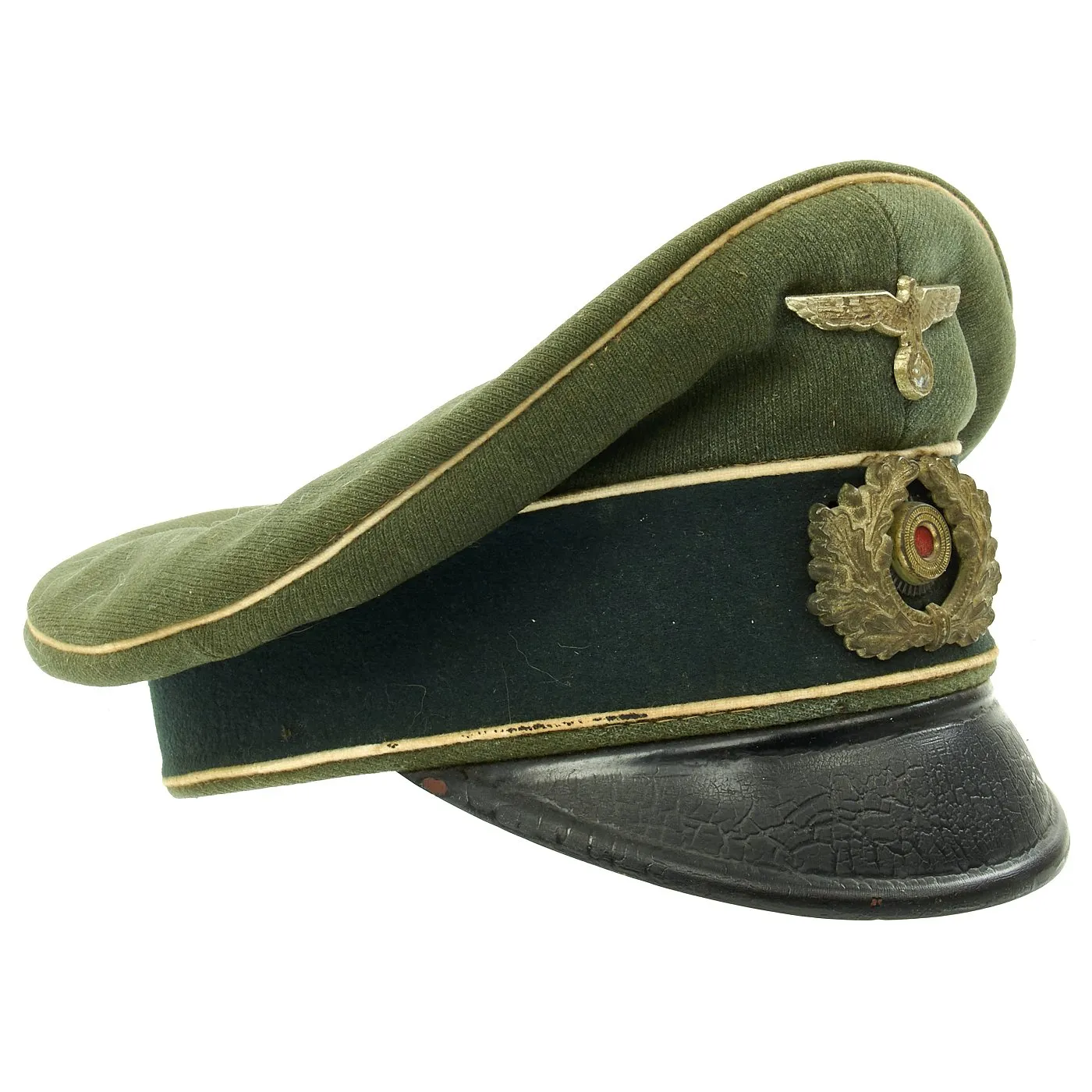 Original German WWII Army Heer Officer Simulated Crusher Visor Cap