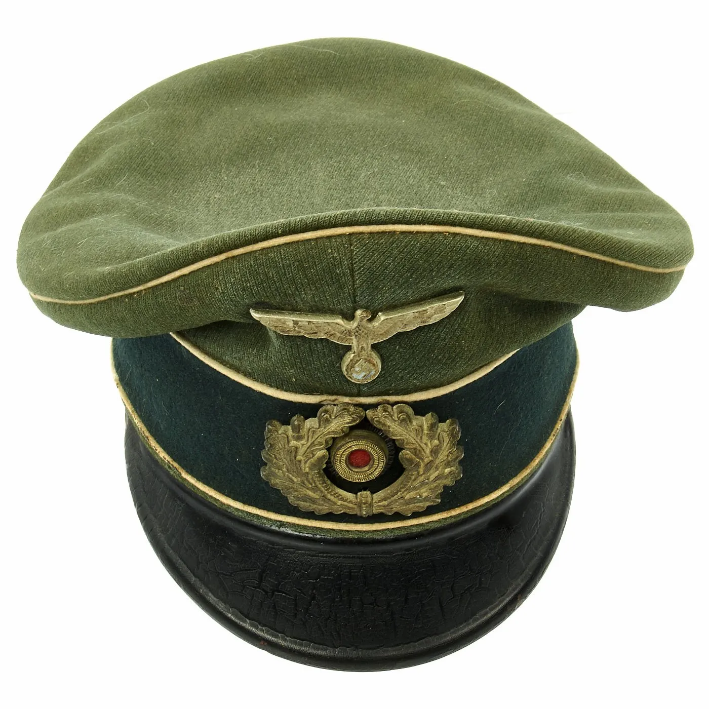 Original German WWII Army Heer Officer Simulated Crusher Visor Cap