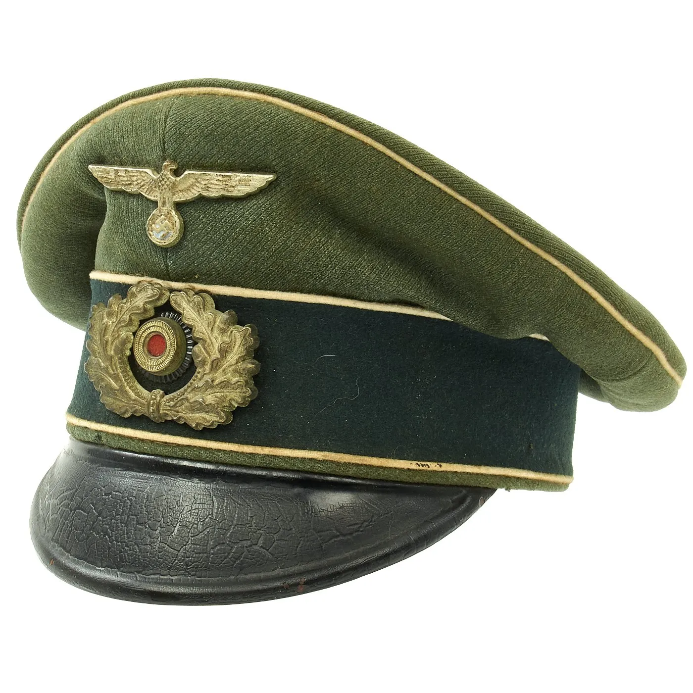 Original German WWII Army Heer Officer Simulated Crusher Visor Cap