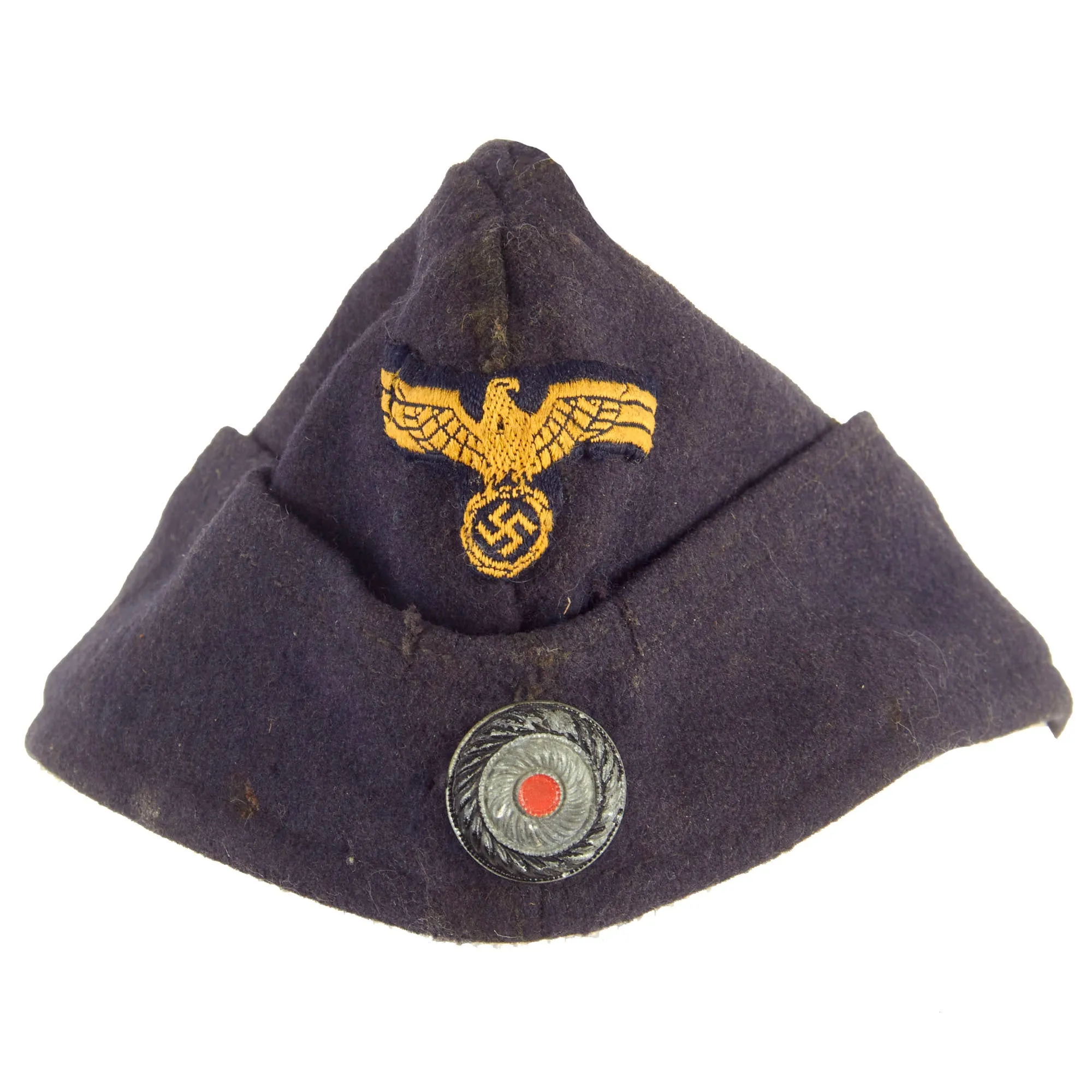 Original German WWII Service Worn Kriegsmarine Navy NCO M38 Overseas Cap - Schiffchen