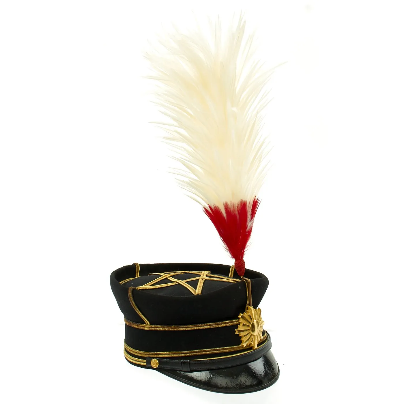 Original WWII Imperial Japanese Army Officer Dress Uniform Hat with Feather Plume in Original Boxes