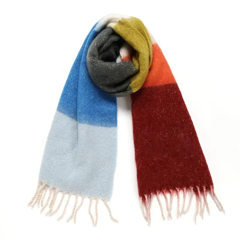 Oversized Color Block Winter Scarf