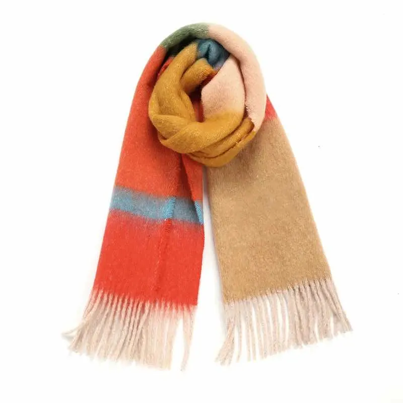 Oversized Color Block Winter Scarf