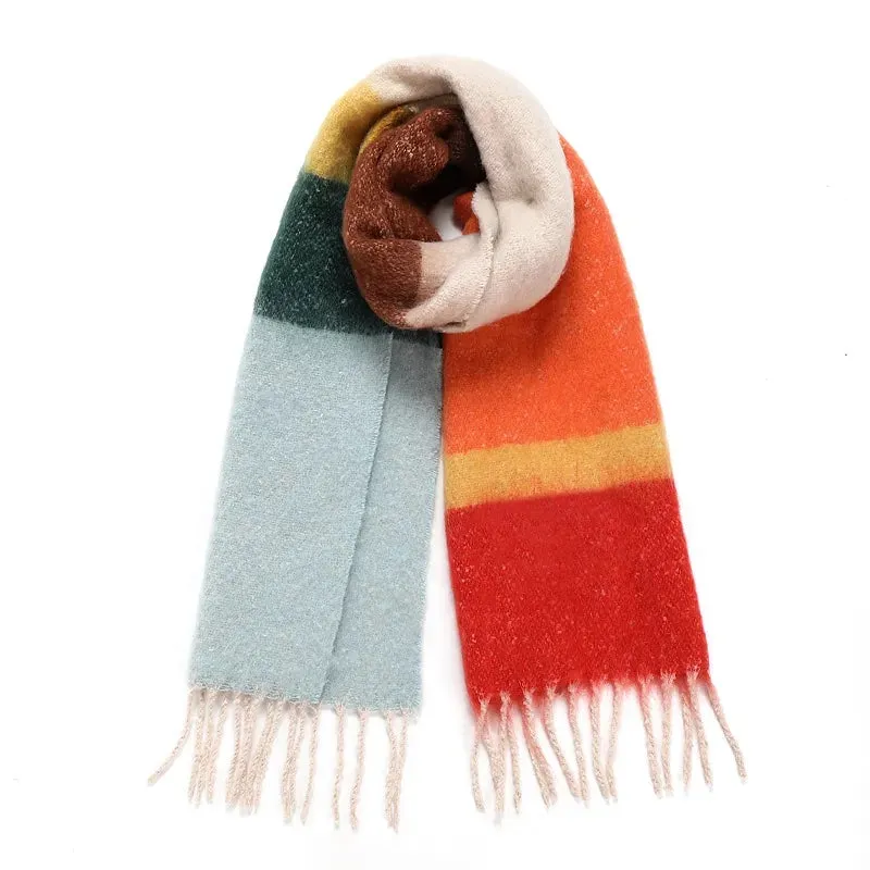 Oversized Color Block Winter Scarf