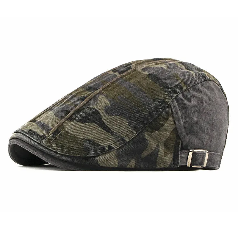 Patchwork Washed Cotton Flat Cap