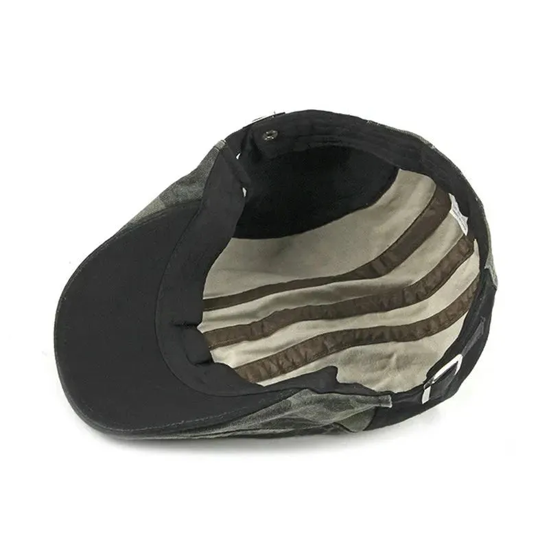 Patchwork Washed Cotton Flat Cap