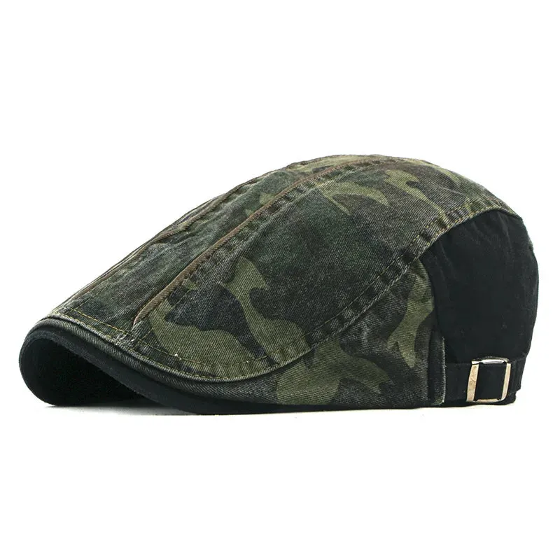 Patchwork Washed Cotton Flat Cap