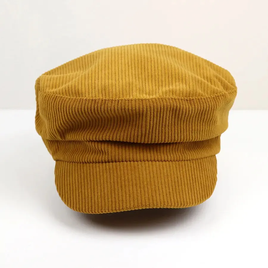 POM Mustard Yellow Baker Boy Corduroy Hat