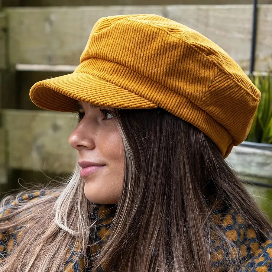 POM Mustard Yellow Baker Boy Corduroy Hat