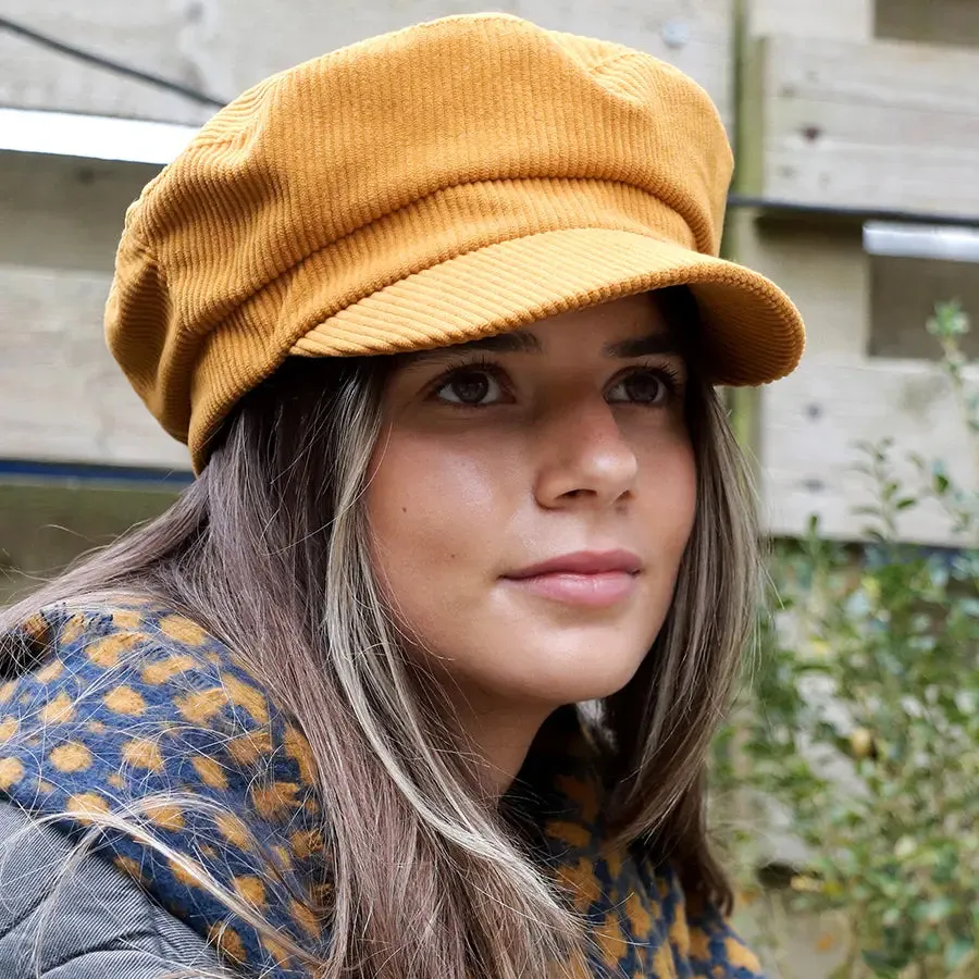 POM Mustard Yellow Baker Boy Corduroy Hat