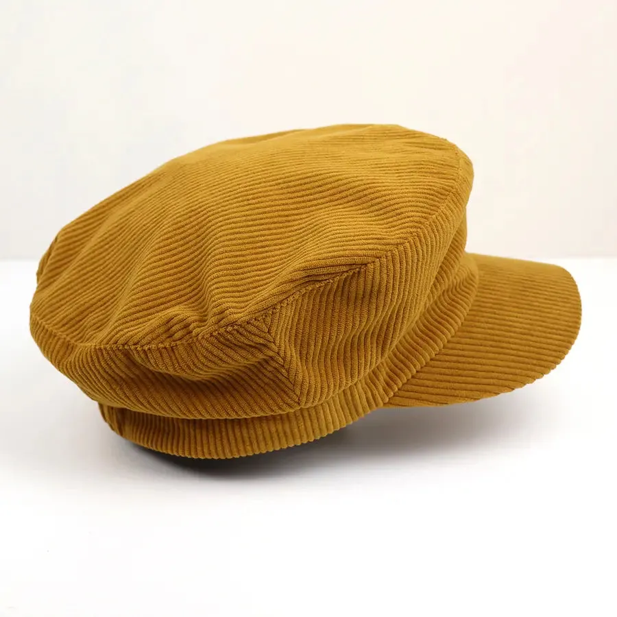 POM Mustard Yellow Baker Boy Corduroy Hat