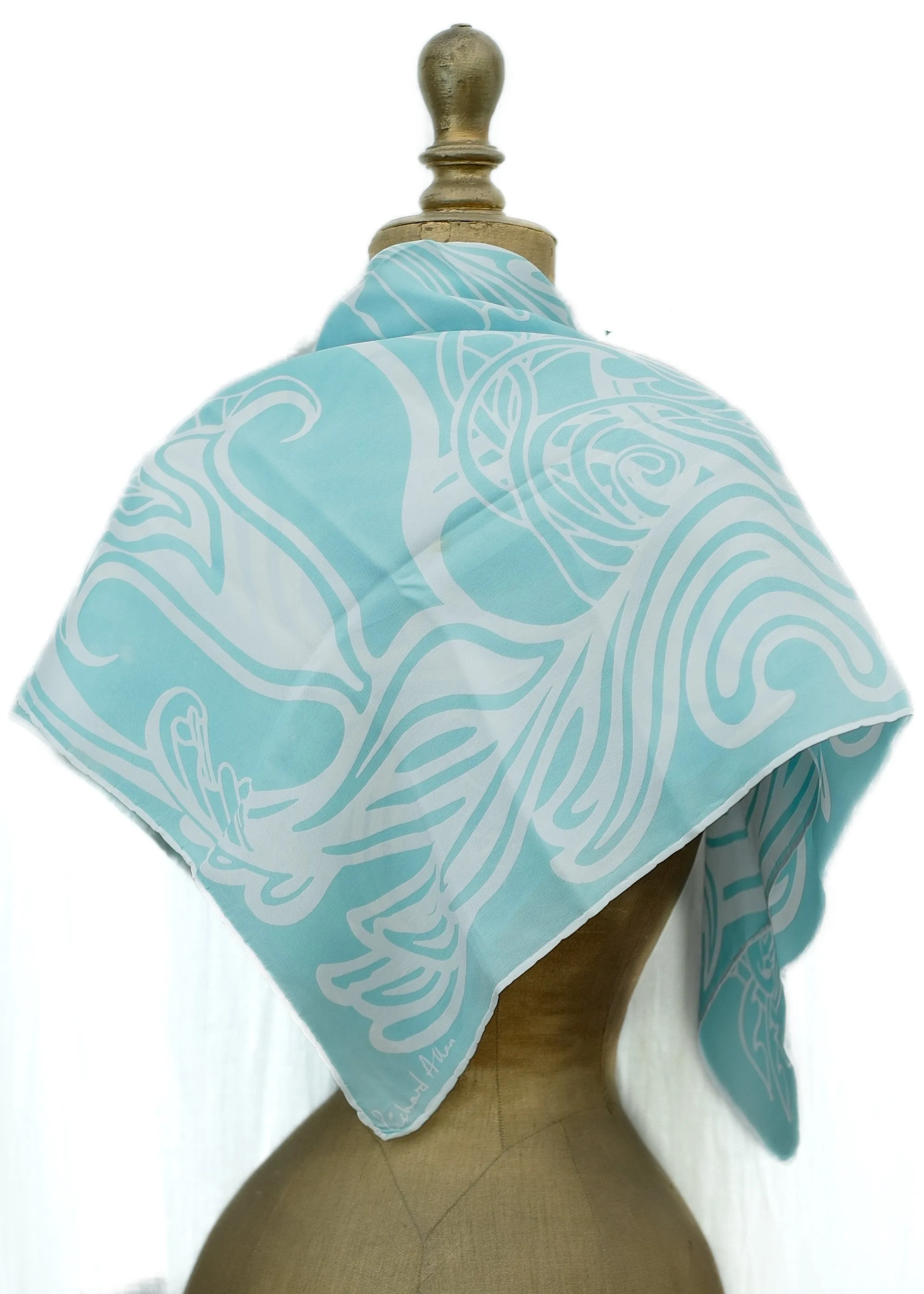 Powder Blue Vintage Richard Allan Silk Scarf