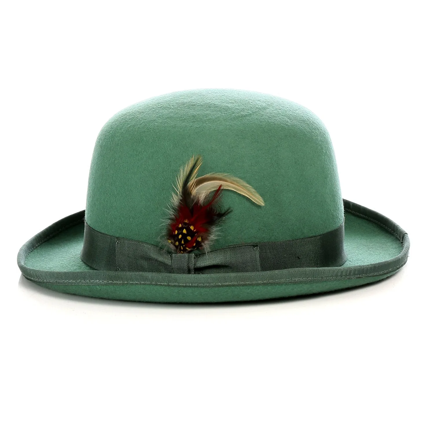 Premium Wool Hunter Green Derby Bowler Hat