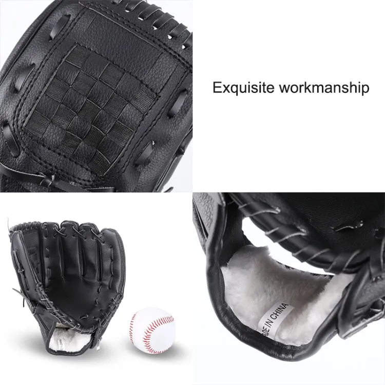 PVC Outdoor Motion Baseball Leather Baseball Pitcher Softball Gloves, Size:12.5 inch(Black)