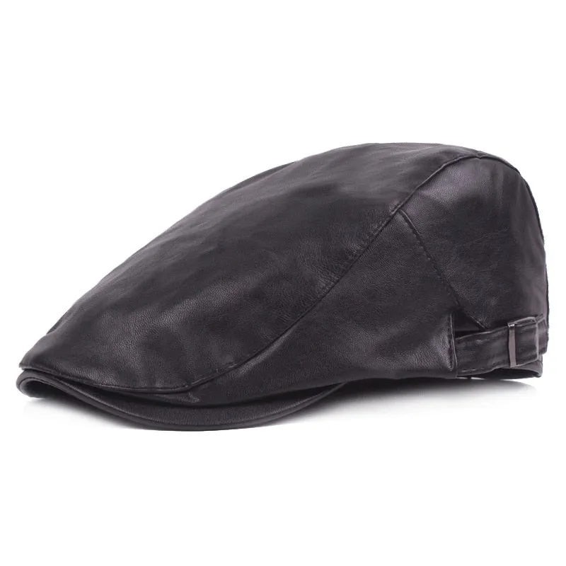 "Tiffen" Leather Flat Cap