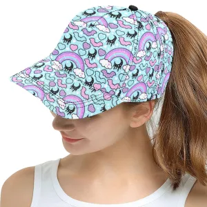 Rainbow Spooky Bats Blue Snapback Hat