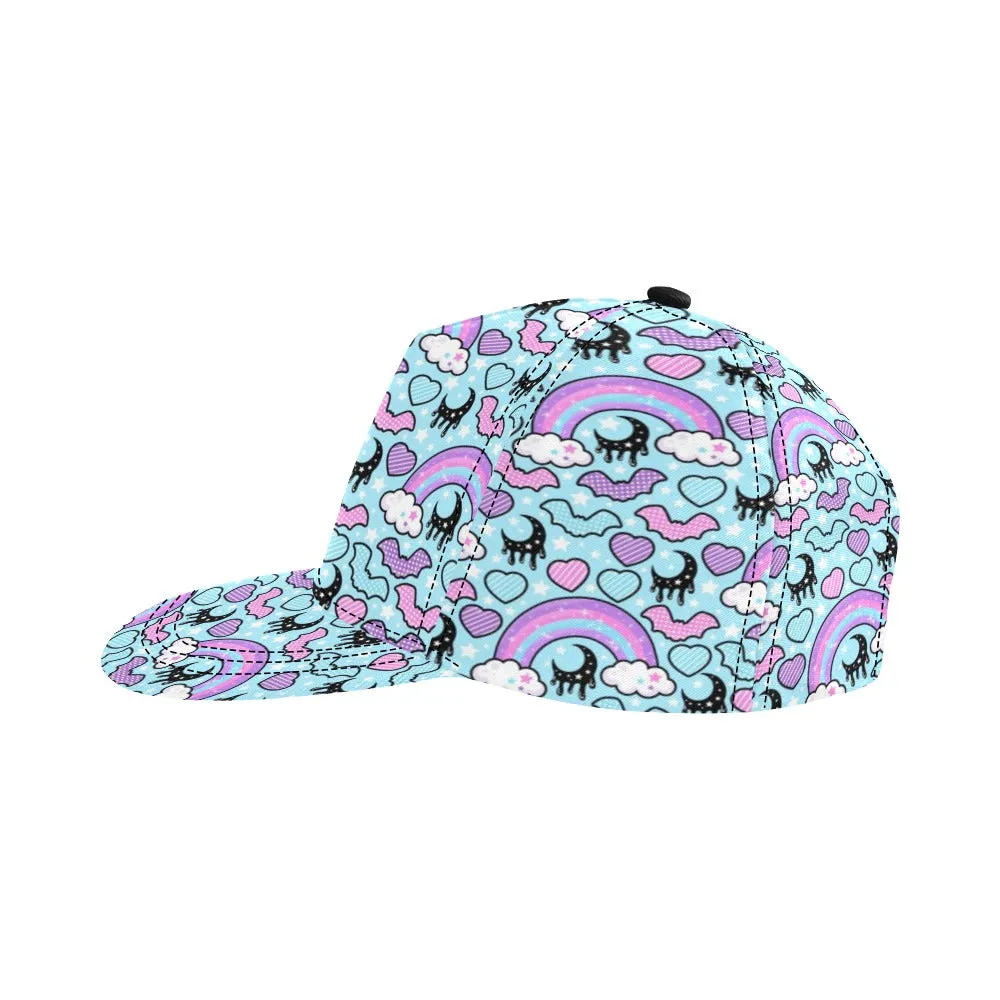 Rainbow Spooky Bats Blue Snapback Hat