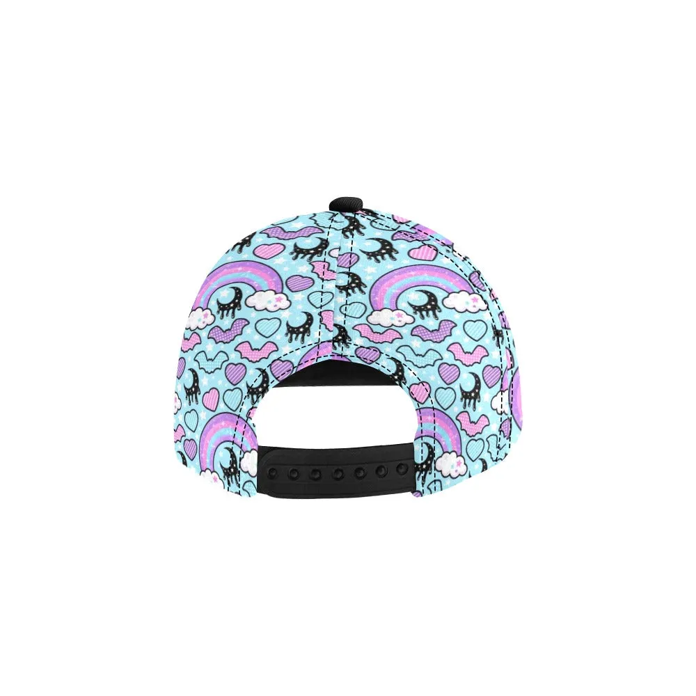 Rainbow Spooky Bats Blue Snapback Hat