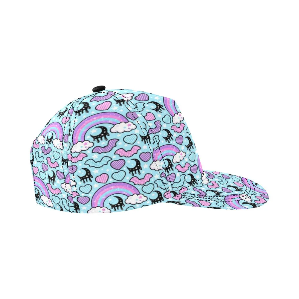 Rainbow Spooky Bats Blue Snapback Hat