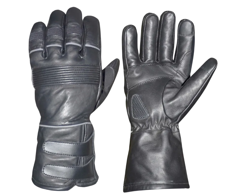 Reflective Gauntlet Leather Riding Gloves