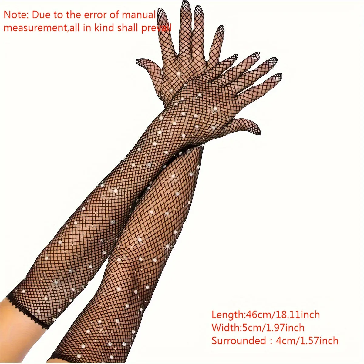 Retro Rhinestone Fishnet Gloves for Nightclubs and Parties