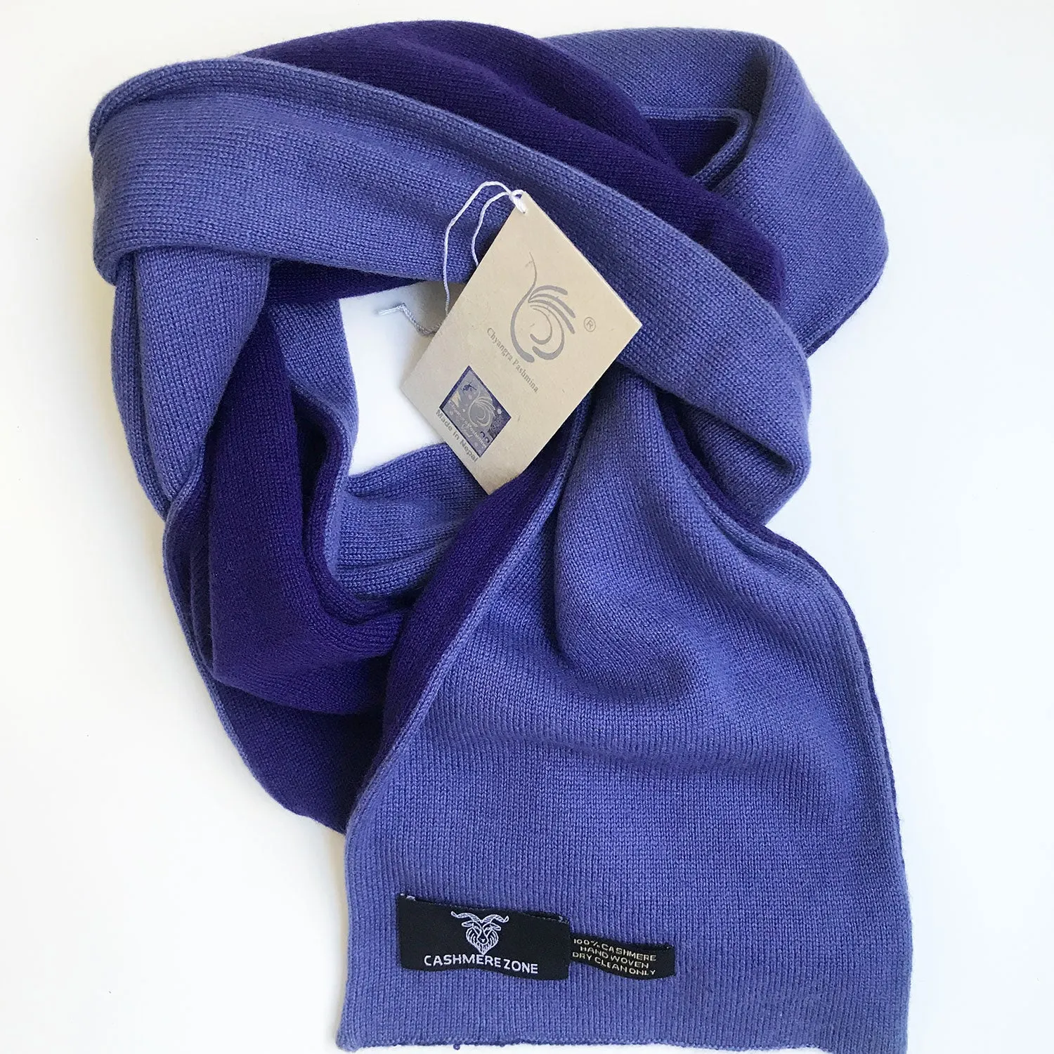 Royal Blue Reversible Pure Cashmere Scarf