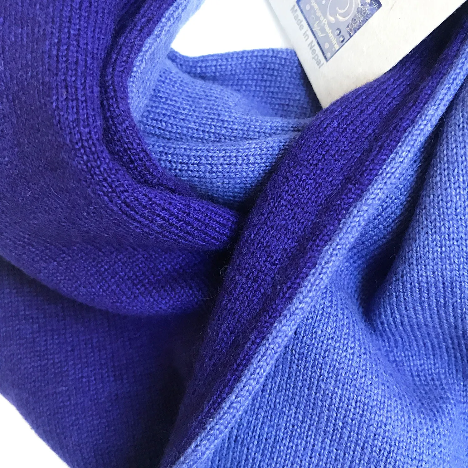 Royal Blue Reversible Pure Cashmere Scarf