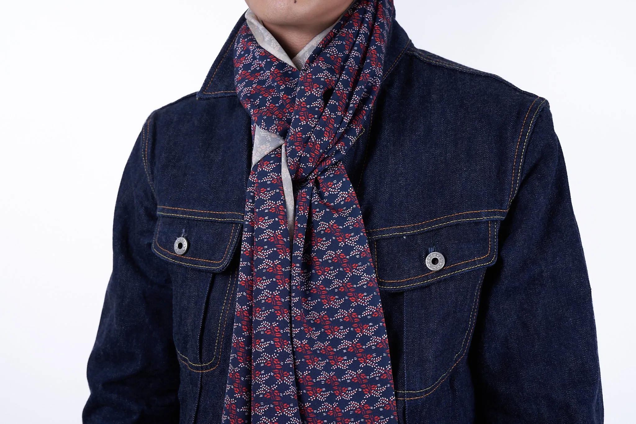 Scarf: Navy-Red Flowers