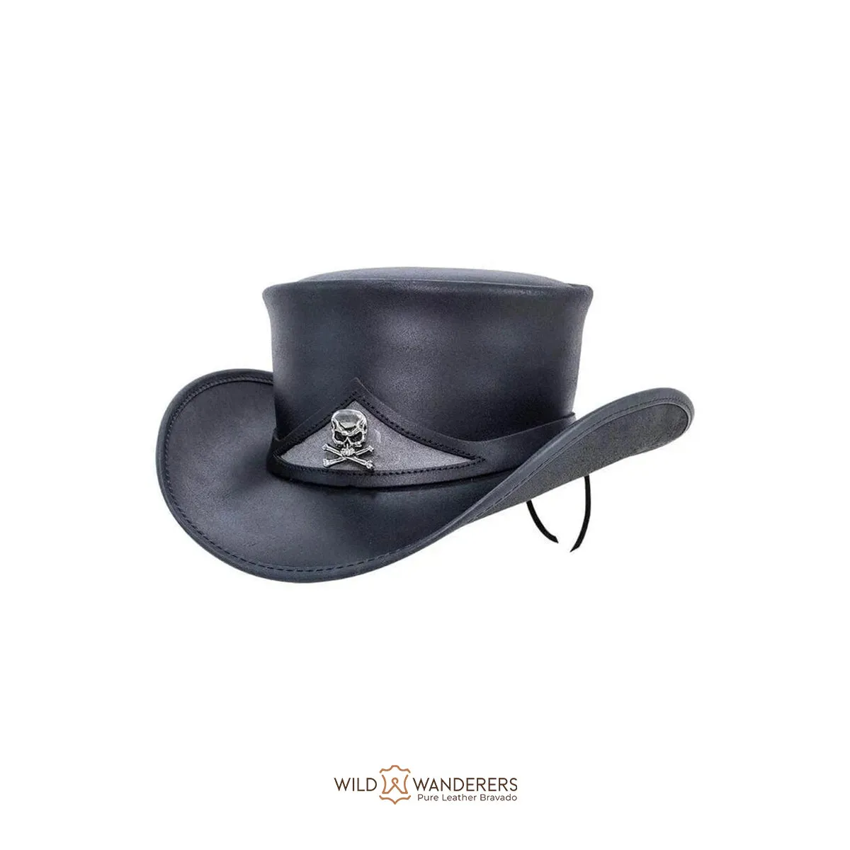 Skull-Embossed Pale Rider Top Hat