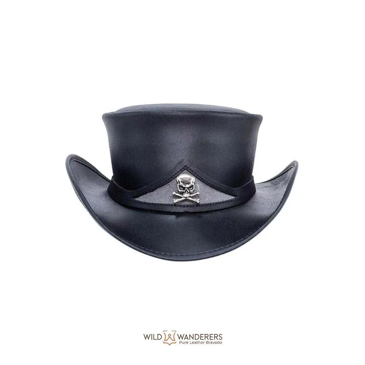 Skull-Embossed Pale Rider Top Hat