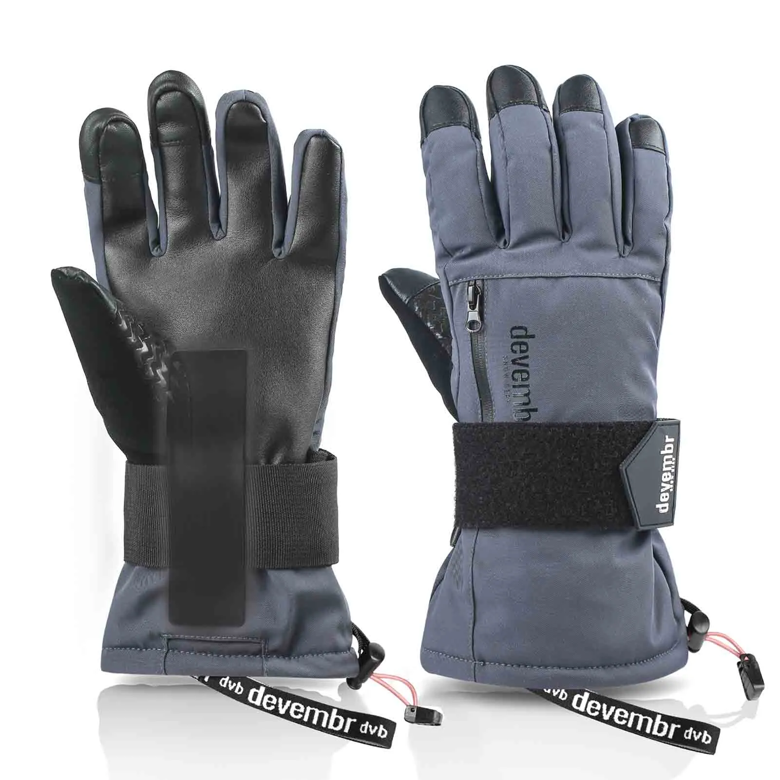 Snowboard & Ski Gloves with Wrist Guard (Black/Grey)