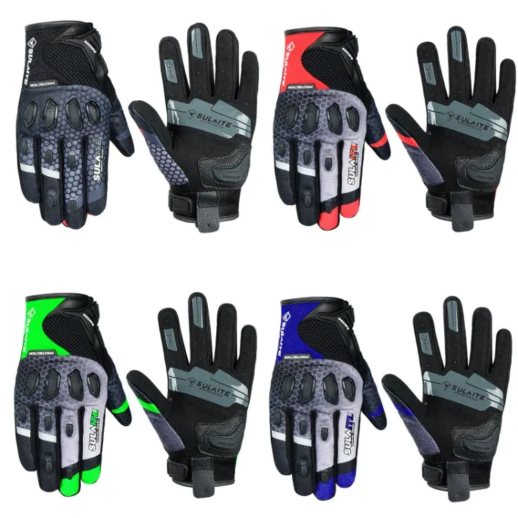 SULAITE Motorcycle Anti-fall Touch Screen Breathable Mesh Cycling Gloves, Size: M(Black)