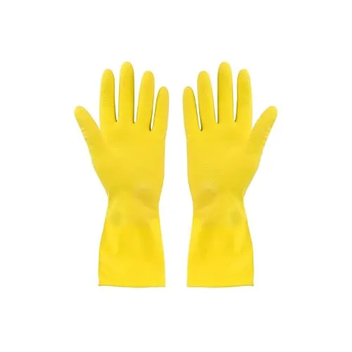 Sulfar Reusable Natural Latex Rubber Dish Washing Gloves (Large, 1 Pair, Flockline Yellow), Pack of 1