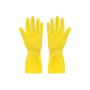 Sulfar Reusable Natural Latex Rubber Dish Washing Gloves (Large, 1 Pair, Flockline Yellow), Pack of 1