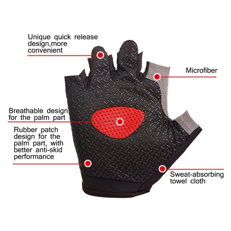 Summer Men Women Fitness Gloves Gym Weight Lifting Cycling Yoga Training Thin Breathable Antiskid Half Finger Gloves, Size:M(Black)