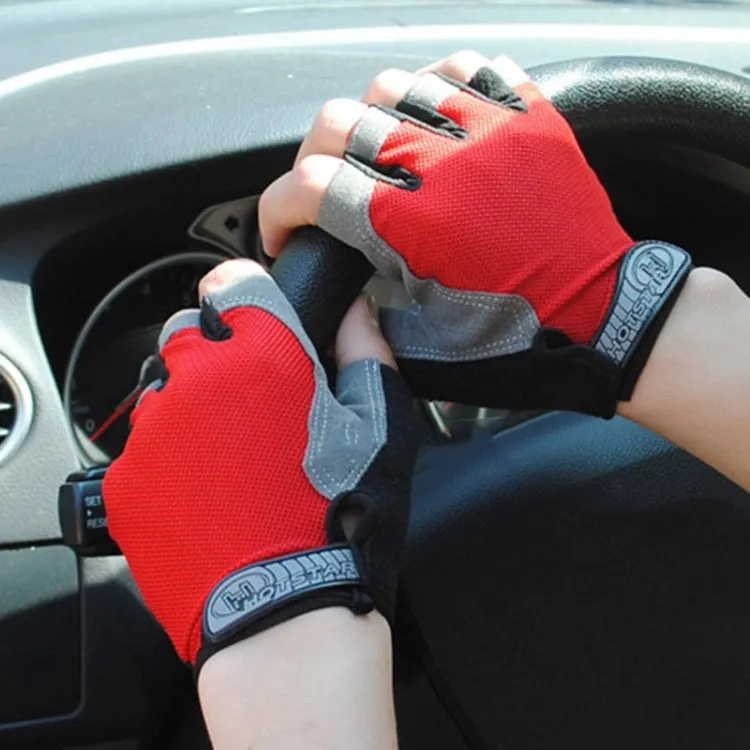 Summer Men Women Fitness Gloves Gym Weight Lifting Cycling Yoga Training Thin Breathable Antiskid Half Finger Gloves, Size:M(Black)