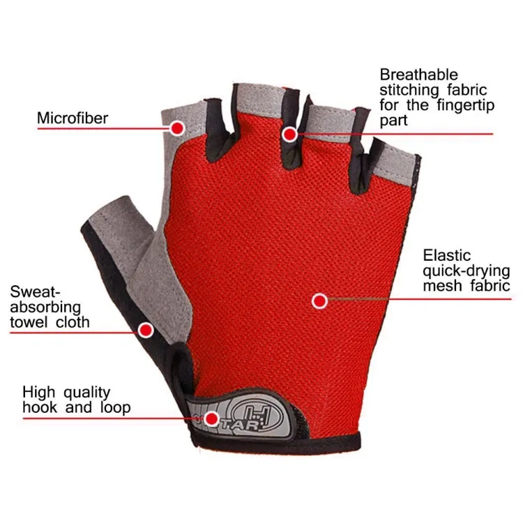 Summer Men Women Fitness Gloves Gym Weight Lifting Cycling Yoga Training Thin Breathable Antiskid Half Finger Gloves, Size:XL(Red)