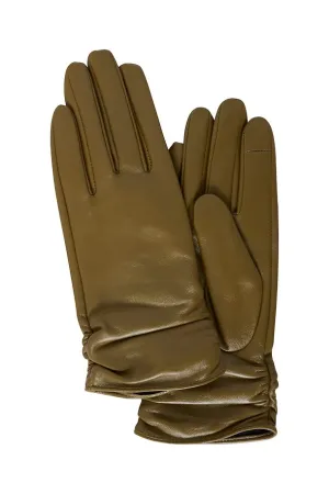 The Crush Leather Gloves - Olive