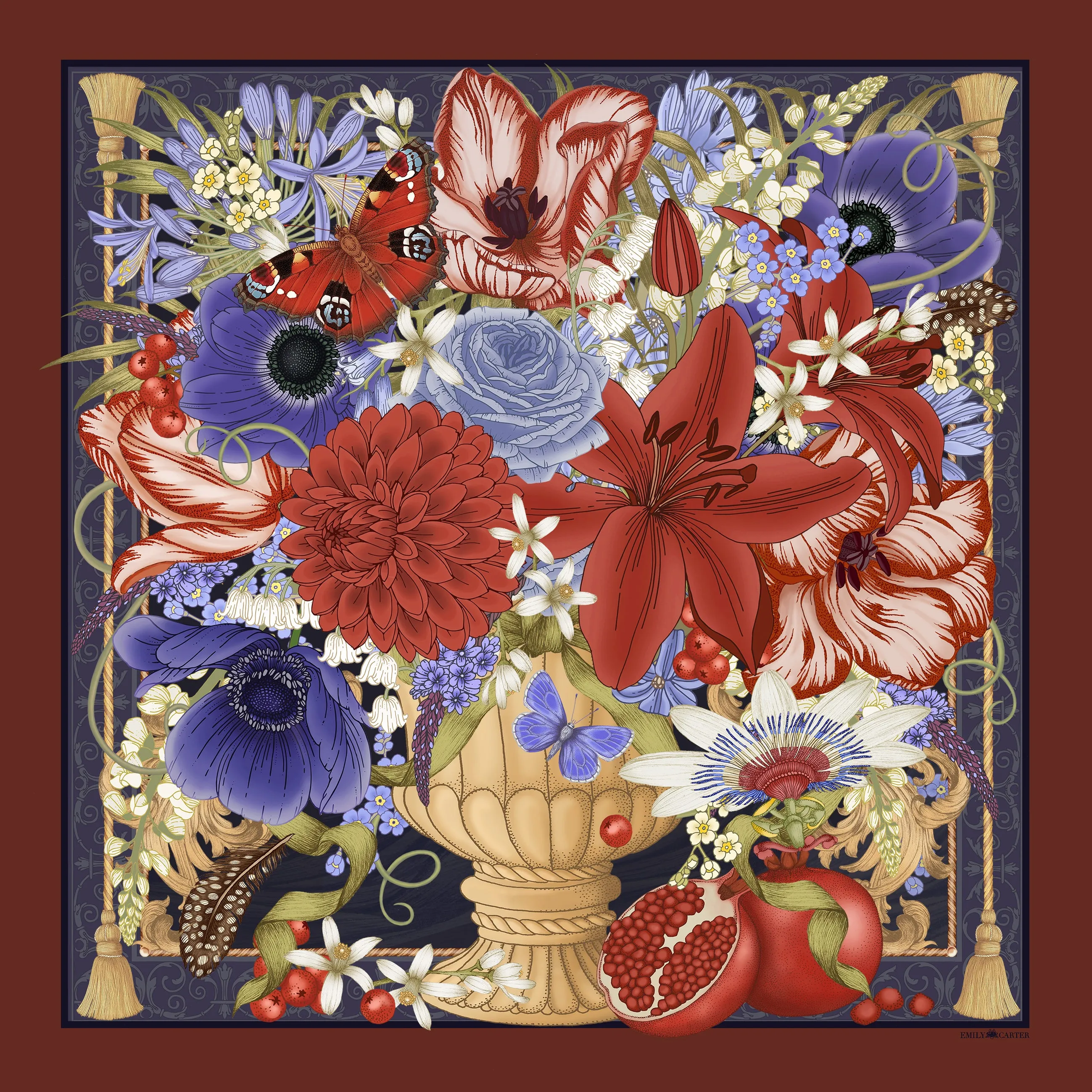 The Pomegranate Still Life Scarf | 130x130cm [Preorder]