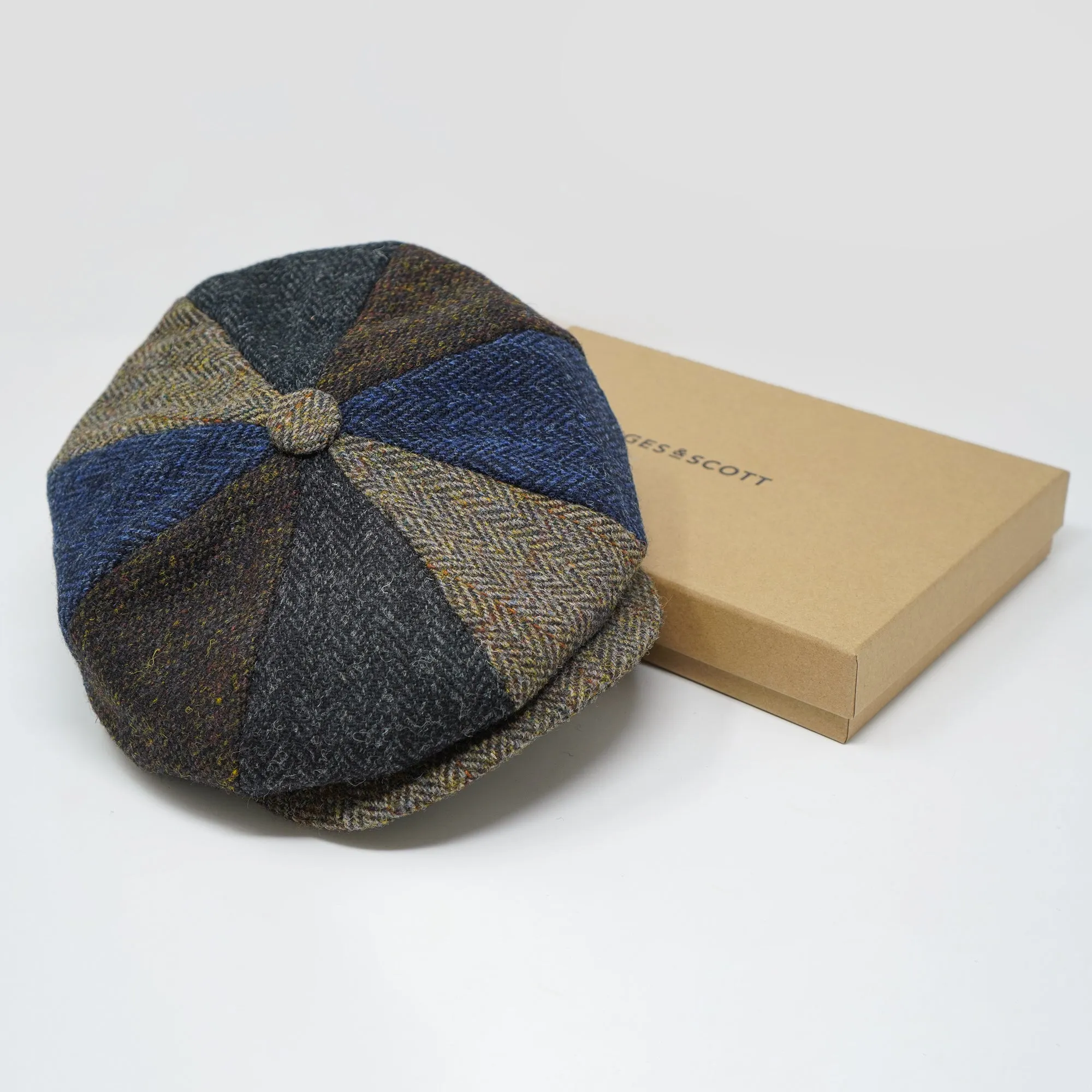 The Tay - Patchwork Baker Boy Cap - Harris Tweed - 100% Wool