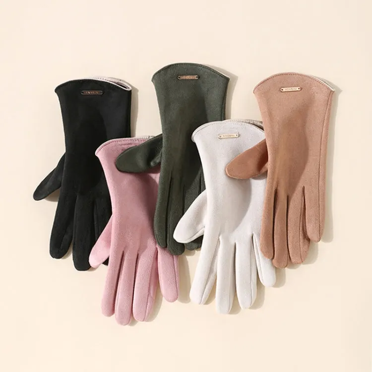 Touch Screen Plus Velvet Keep Warm Riding Gloves, Size: One Size(Women Milk White)