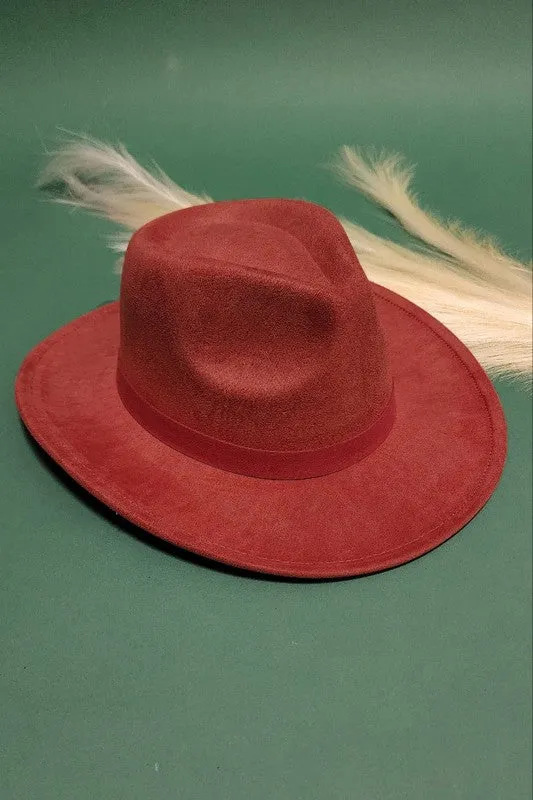 VELVET SUEDE PANAMA COWBOY HAT WITH BELT DETAIL