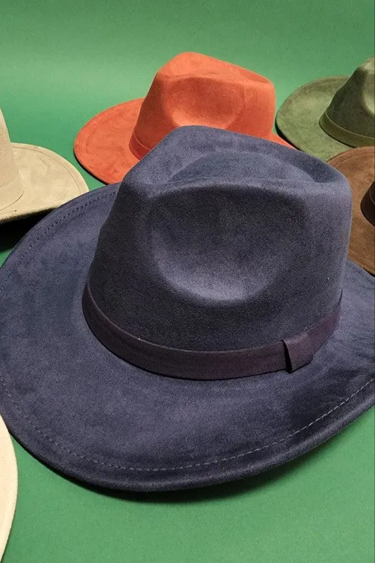 VELVET SUEDE PANAMA COWBOY HAT WITH BELT DETAIL