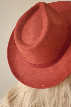 VELVET SUEDE PANAMA COWBOY HAT WITH BELT DETAIL