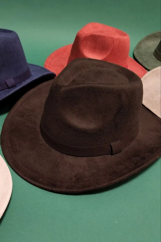 VELVET SUEDE PANAMA COWBOY HAT WITH BELT DETAIL